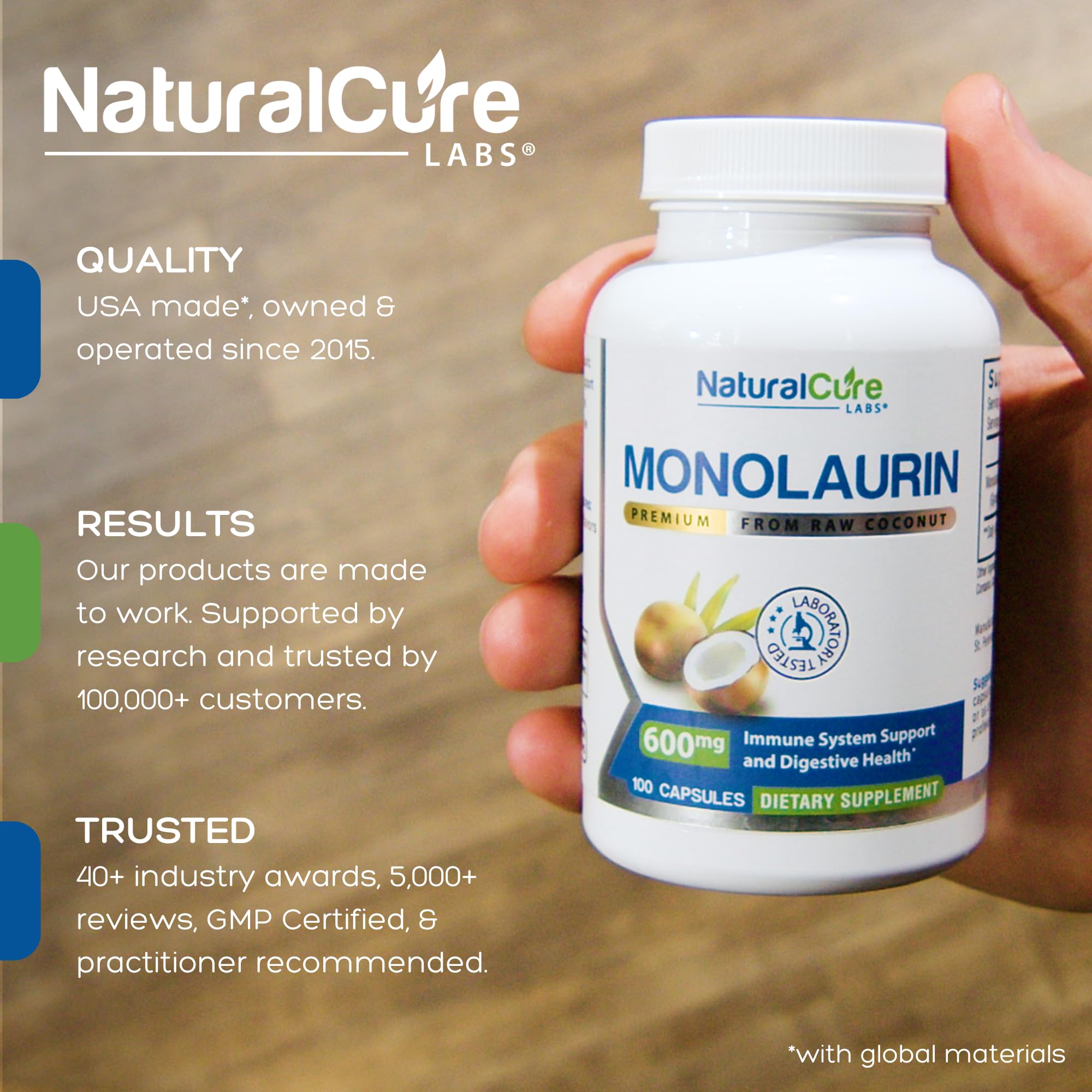 Natural Cure Labs etiqueta lateral con información clara y ventaja de limpieza
