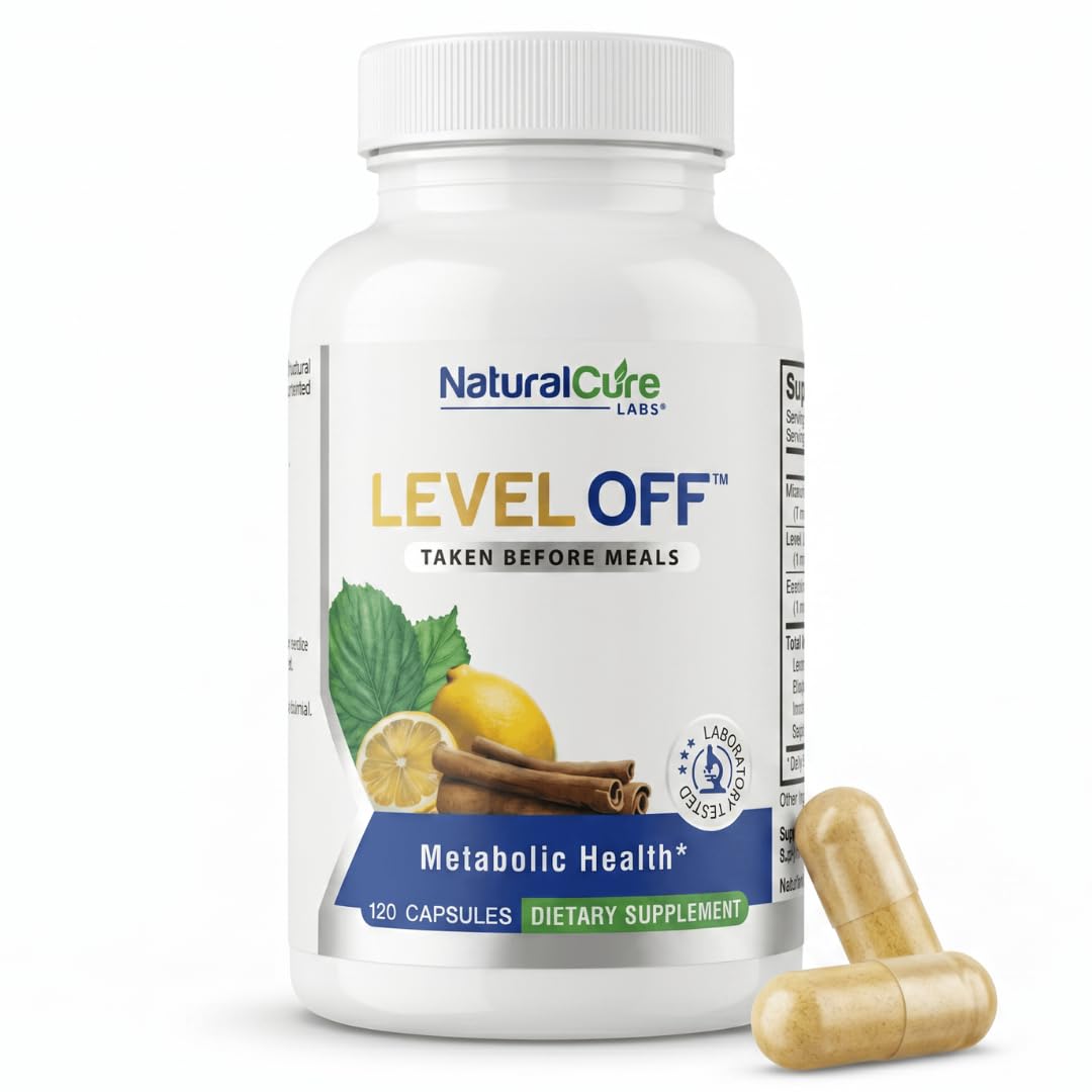 Natural Cure Labs frasco frontal mostrando diseño y beneficio de apoyo post‑comida