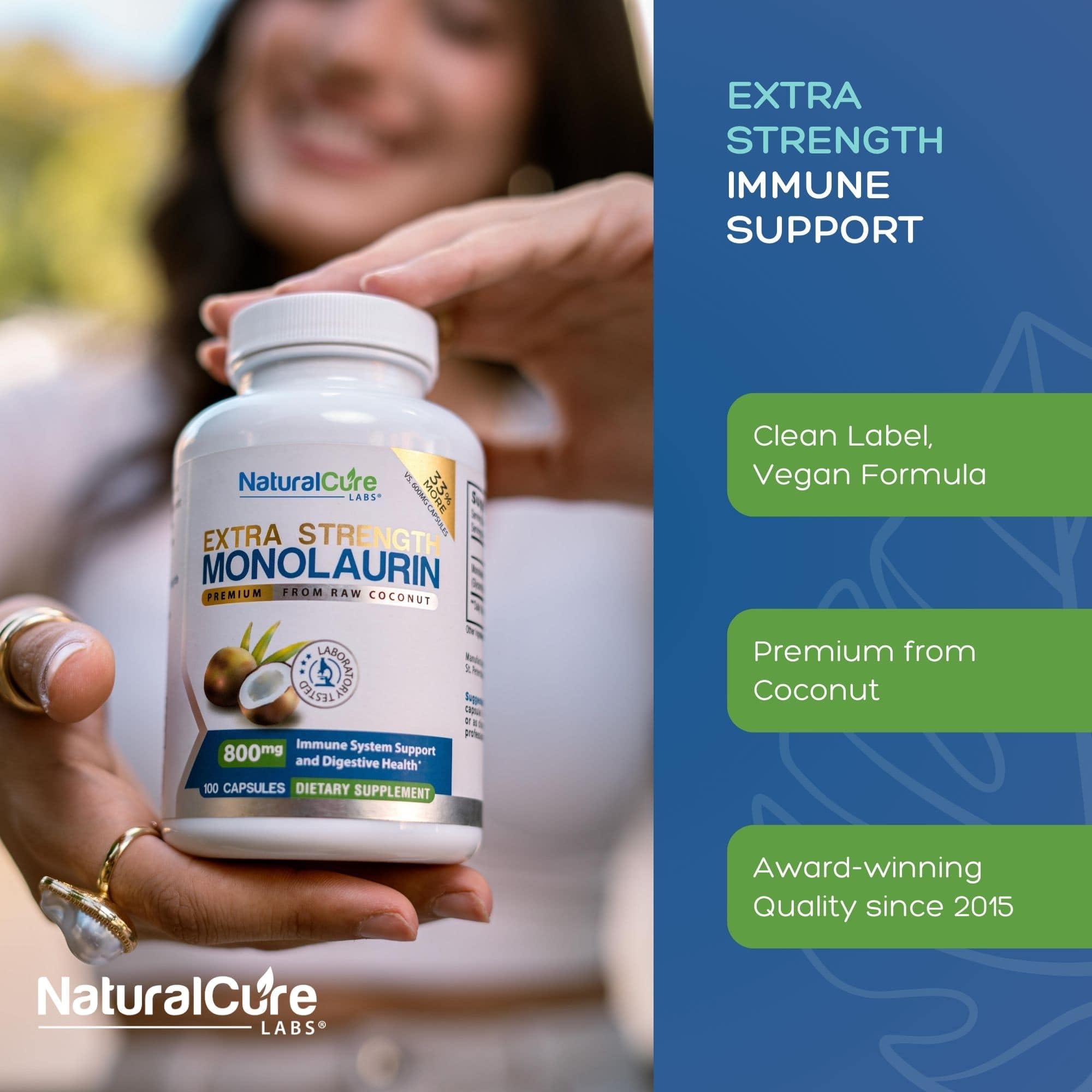 Natural Cure Labs comparación de tamaño del frasco para visualizar cantidad