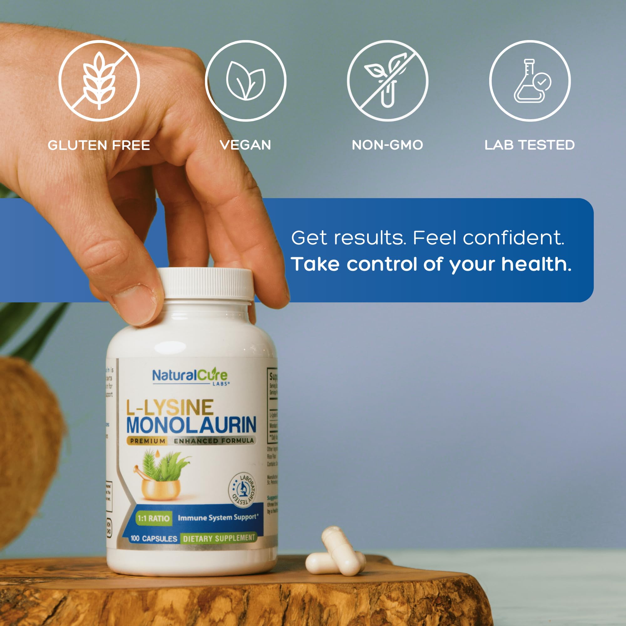 Natural Cure Labs detalle de ingredientes en polvo y origen vegetal