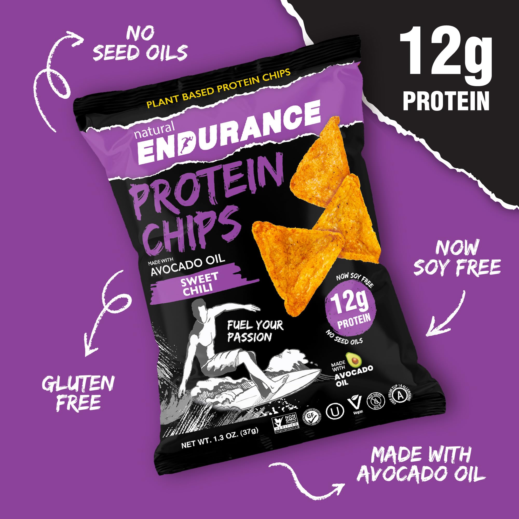 natural ENDURANCE bolsa junto a una mano para mostrar tamaño práctico