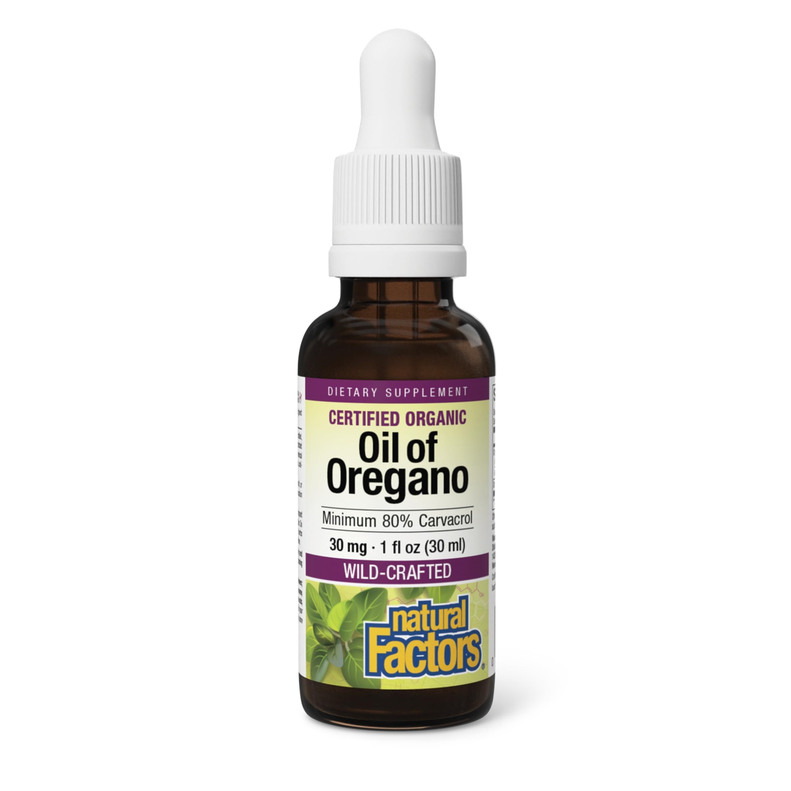 Natural Factors botella frontal del aceite de orégano para apoyo antioxidante