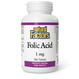 Natural Factors envase frontal mostrando 180 tabletas y claridad de dosis como ventaja