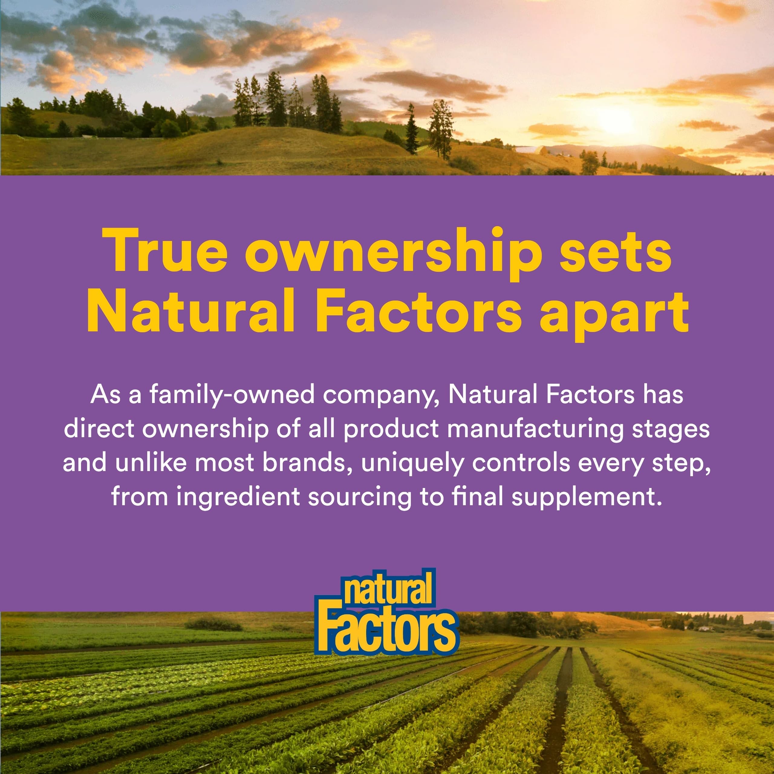 Natural Factors Anti-V etiqueta con sellos de pruebas de terceros y certificaciones visibles