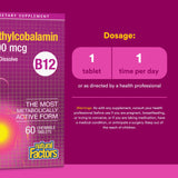 Natural Factors textura de tableta sublingual lista para disolverse rápidamente