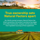 Natural Factors botella abierta mostrando varias obleas listas para tomar