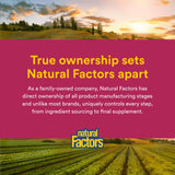 Natural Factors cierre de botella y tabla nutricional legible