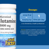 Natural Factors cucharada con 5,000 mg de polvo lista para medir porción precisa