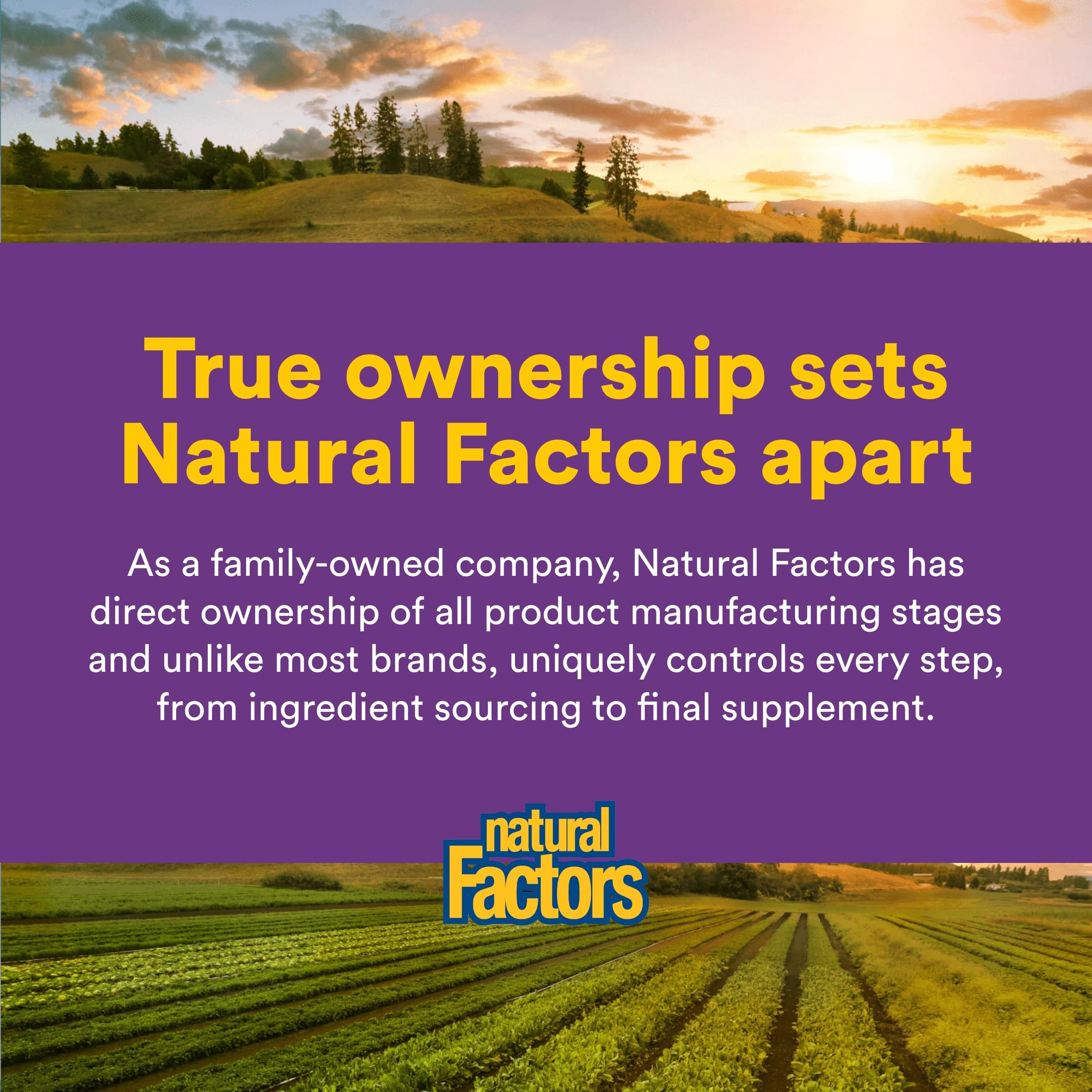 Natural Factors frasco abierto con wafers visibles en su interior, ilustrando cantidad y facilidad de acceso