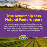 Natural Factors frasco abierto con wafers visibles en su interior, ilustrando cantidad y facilidad de acceso