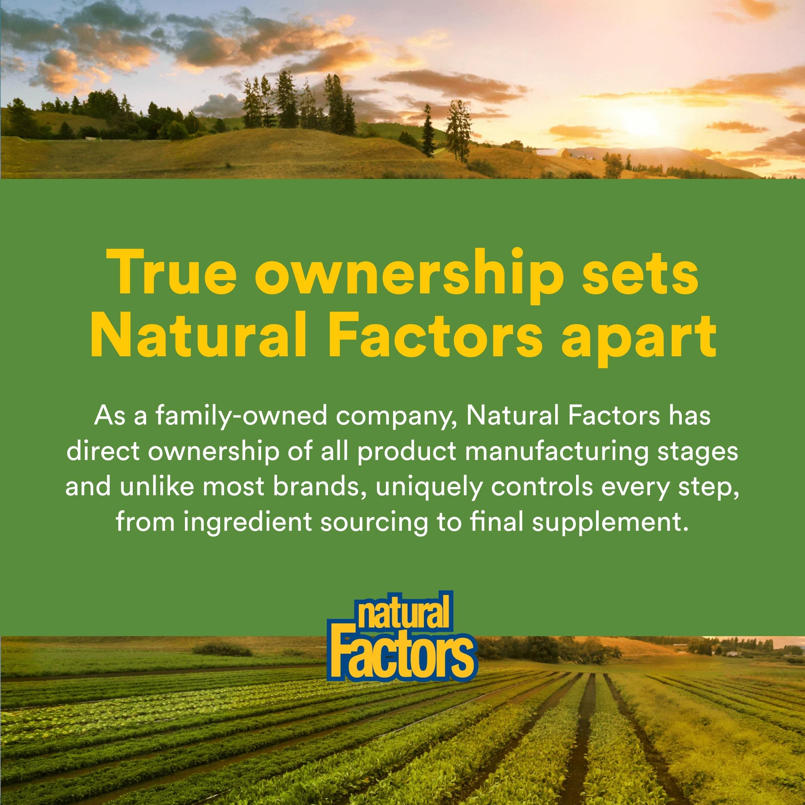 Natural Factors cultivo orgánico en la granja que garantiza origen