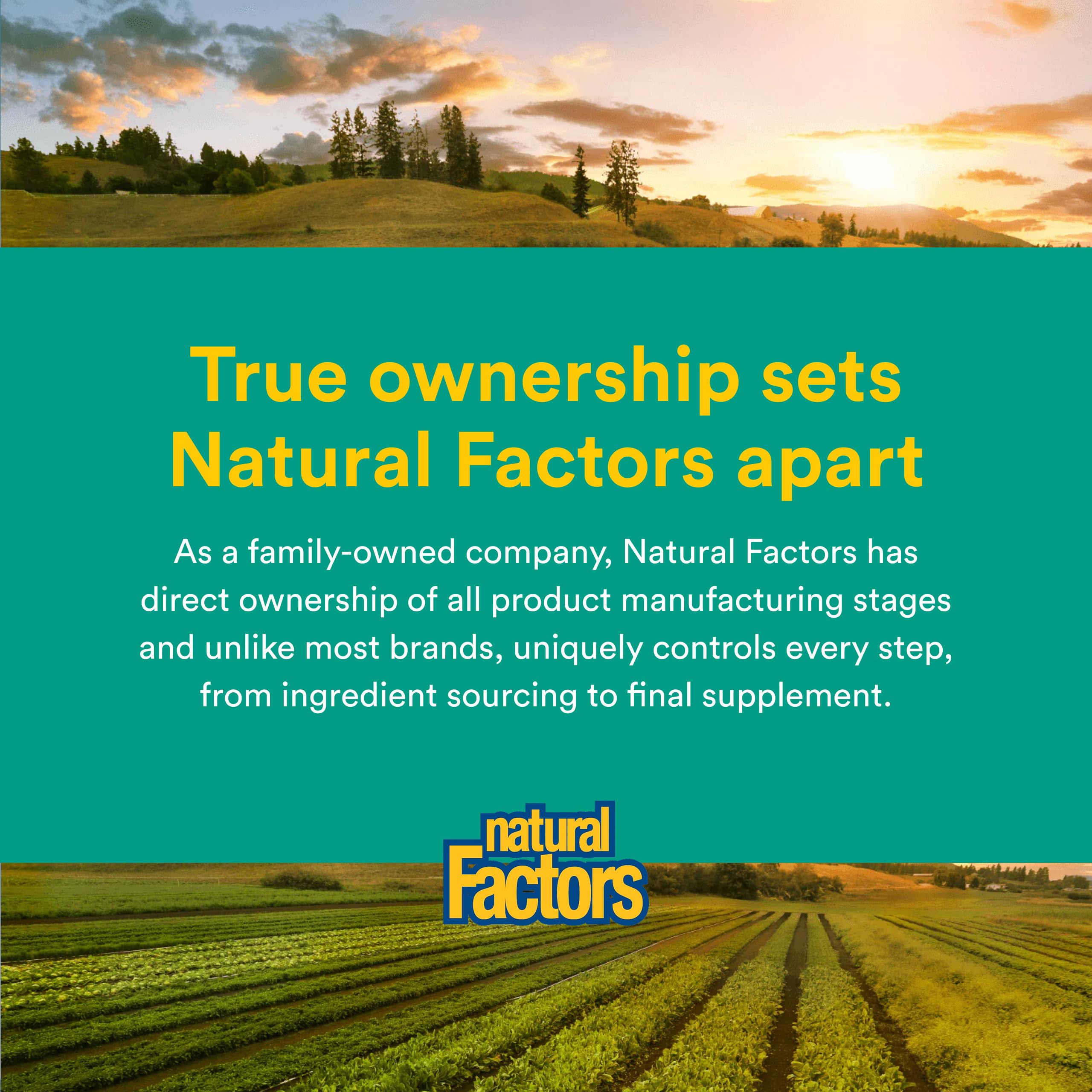 Natural Factors envase abierto con tabletas visibles para demostrar cantidad y accesibilidad
