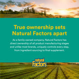 Natural Factors envase abierto con tabletas visibles para demostrar cantidad y accesibilidad