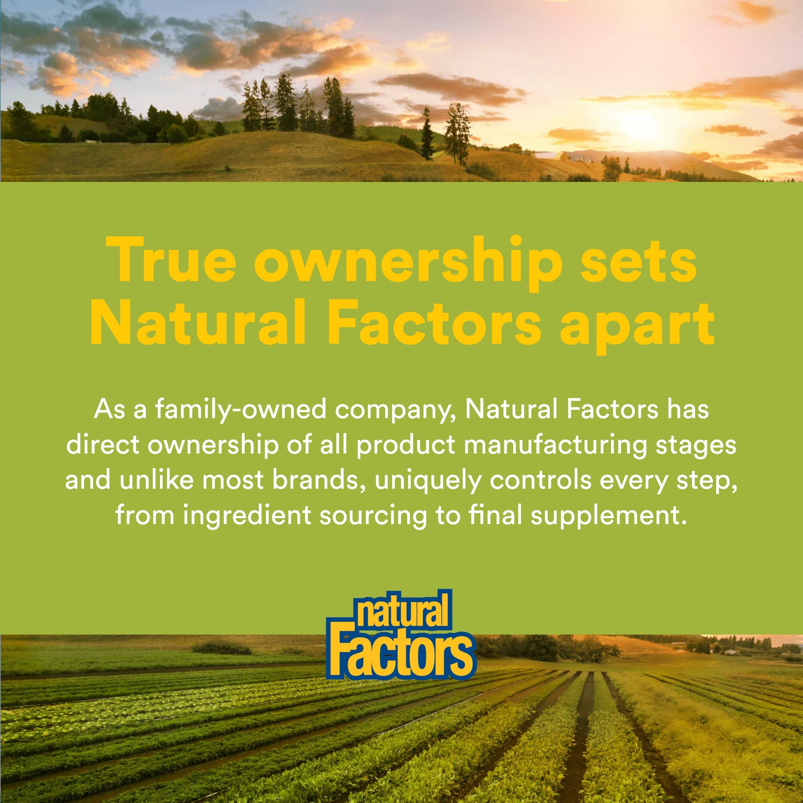 Natural Factors etiqueta con información nutricional y calidad garantizada