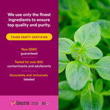 Natural Factors detalle de la etiqueta mostrando ingredientes y certificación orgánica
