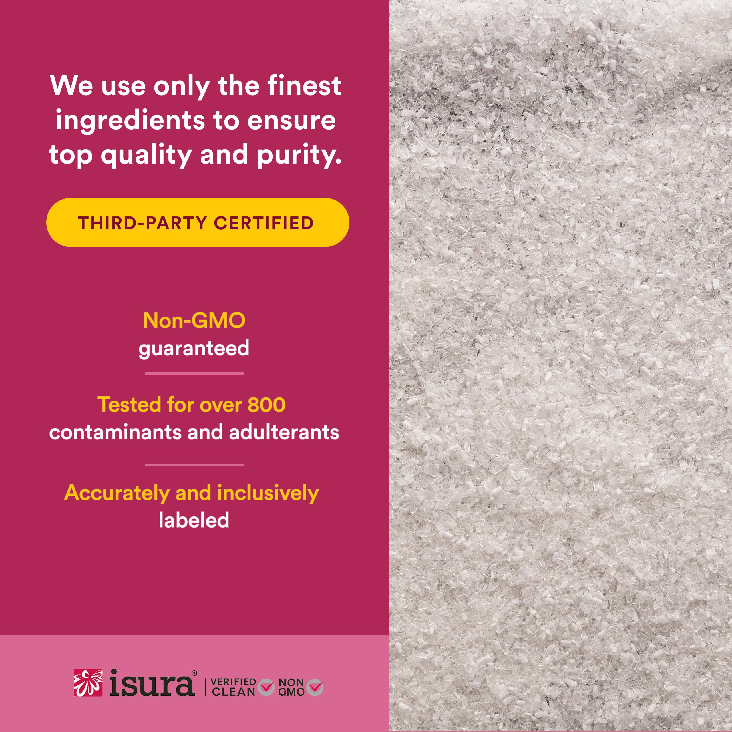 Natural Factors etiqueta nutricional legible con ingredientes y garantías de pureza