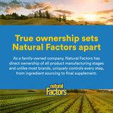 Natural Factors finca orgánica subrayando origen sostenible y trazabilidad