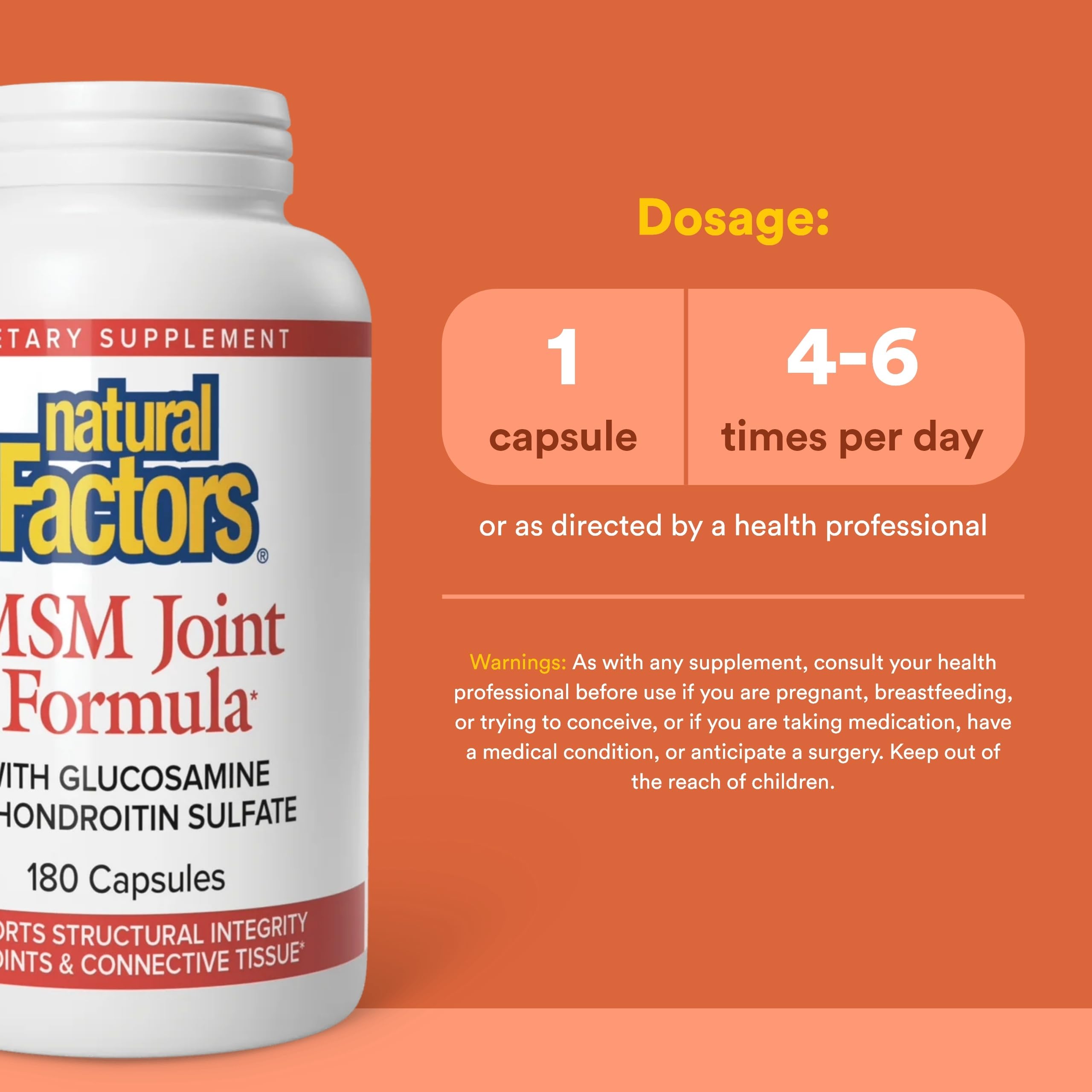 Natural Factors frasco abierto con cápsulas listas para tomar, fácil dosificación