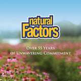 Natural Factors sellos y materiales que destacan pruebas de terceras partes