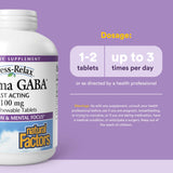 Natural Factors Pharma GABA textura y detalle de la tableta que destaca fácil masticación