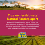 Natural Factors certificado ISURA y sello de agricultura propia, control de calidad visible