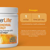 Natural Factors producto junto a una regla para comparar tamaño real y porción