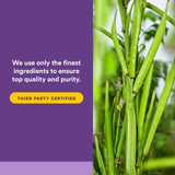 Natural Factors vainas de guar orgánico que muestran origen natural y sostenible