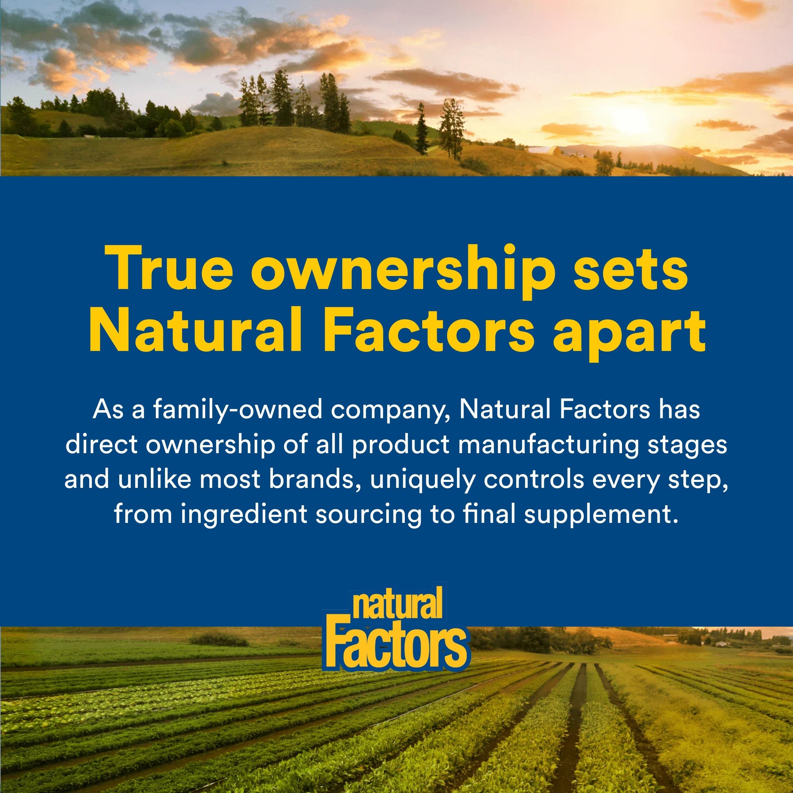 Natural Factors comparación de tamaño para evaluar la porción y facilidad de uso