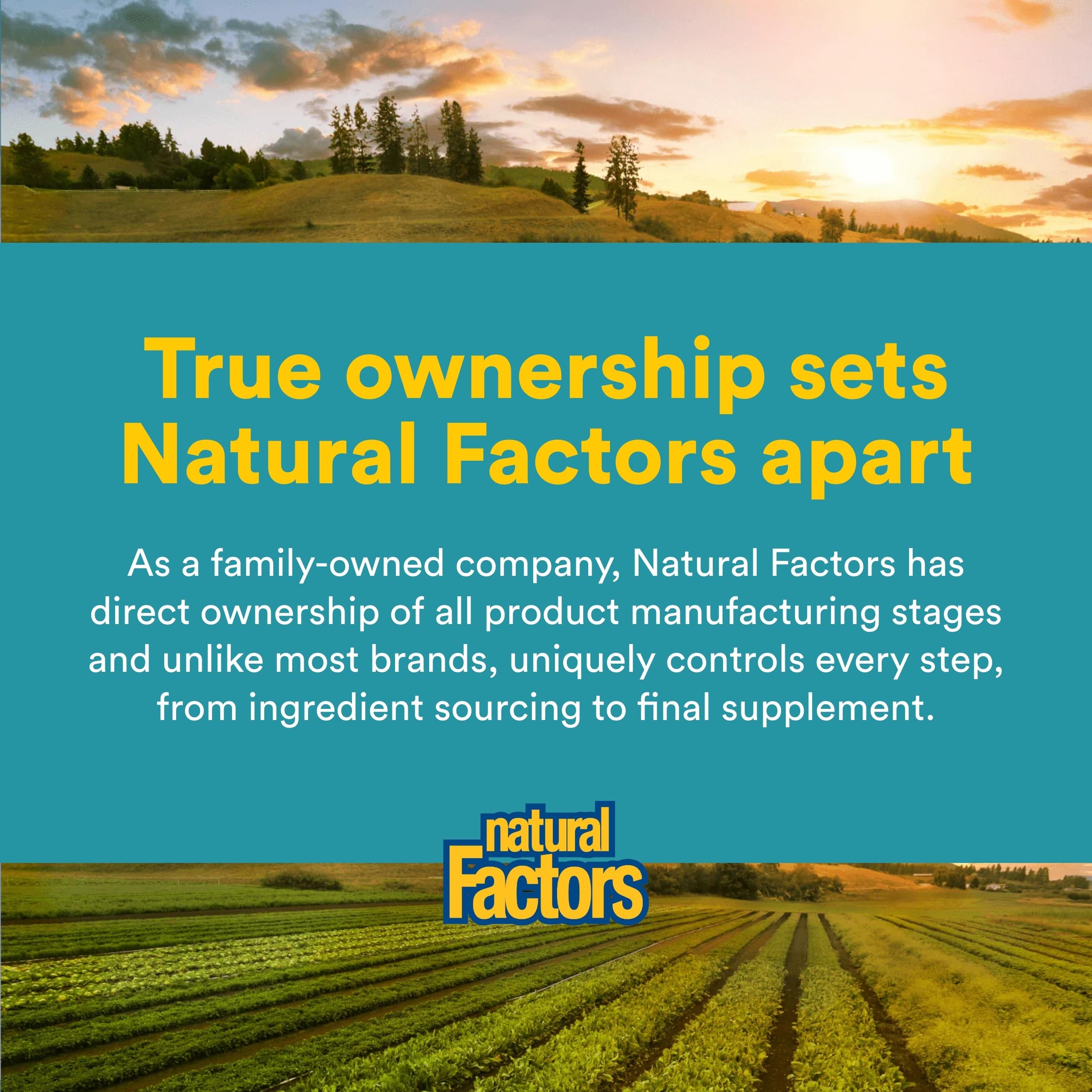 Natural Factors cápsula junto a un vaso con comida para toma con alimentos