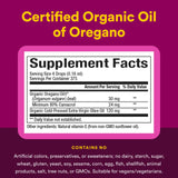 Natural Factors gotas de aceite de orégano en un vaso mostrando cómo diluirlo para comodidad