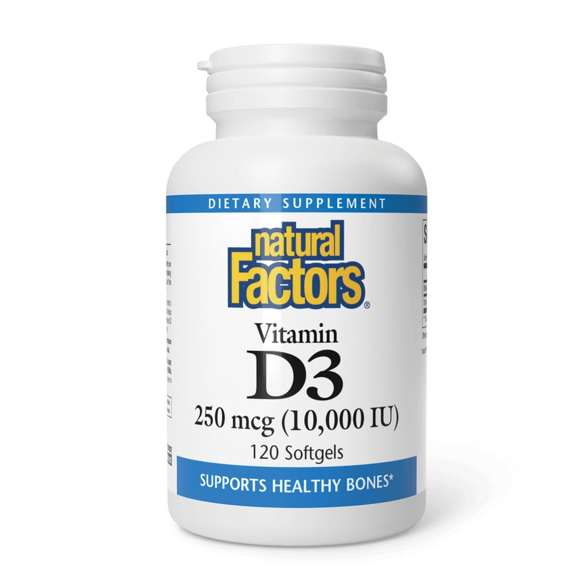 Natural Factors envase frontal con softgels para apoyo óseo