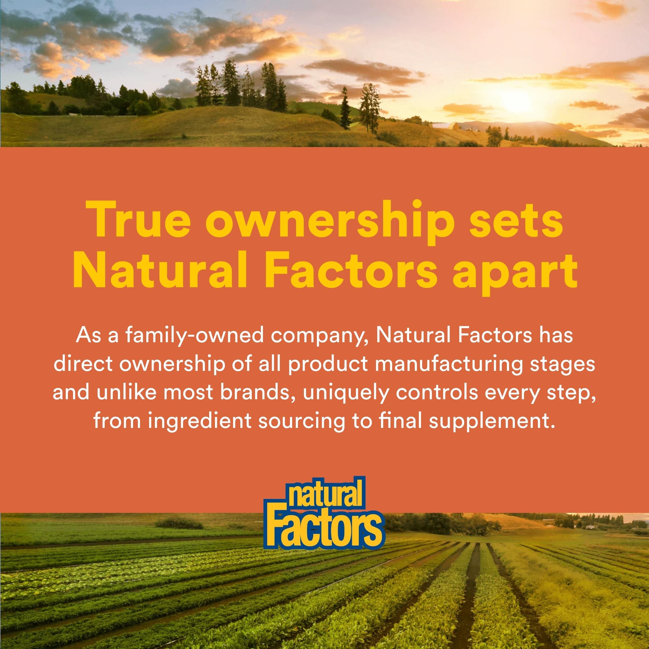 Natural Factors sello de certificación y pruebas que transmite seguridad y pureza