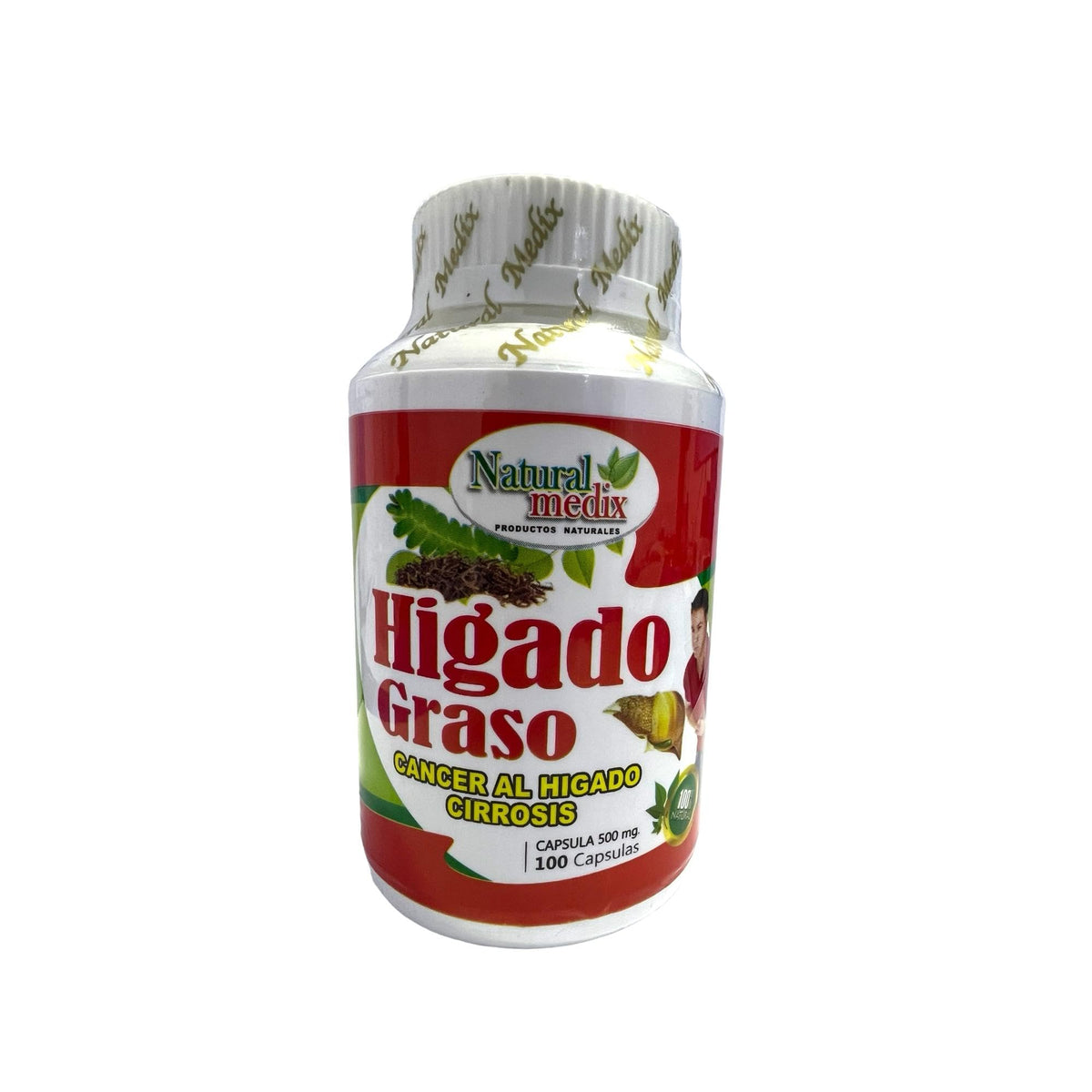 Natural Medix envase frontal mostrando nombre y 100 cápsulas, claridad informativa