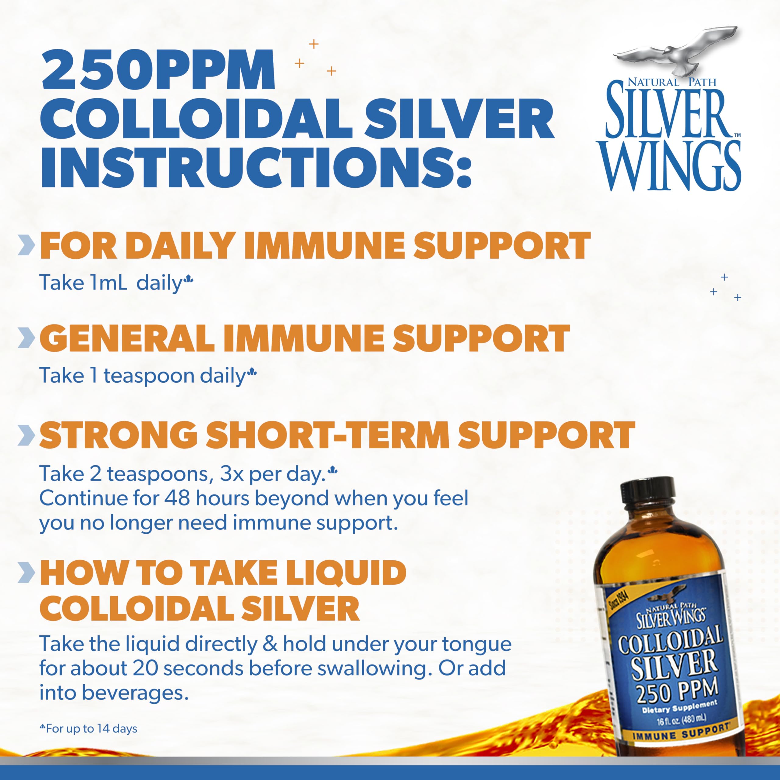 Natural Path Silver Wings etiqueta legible con información de pureza y ppm