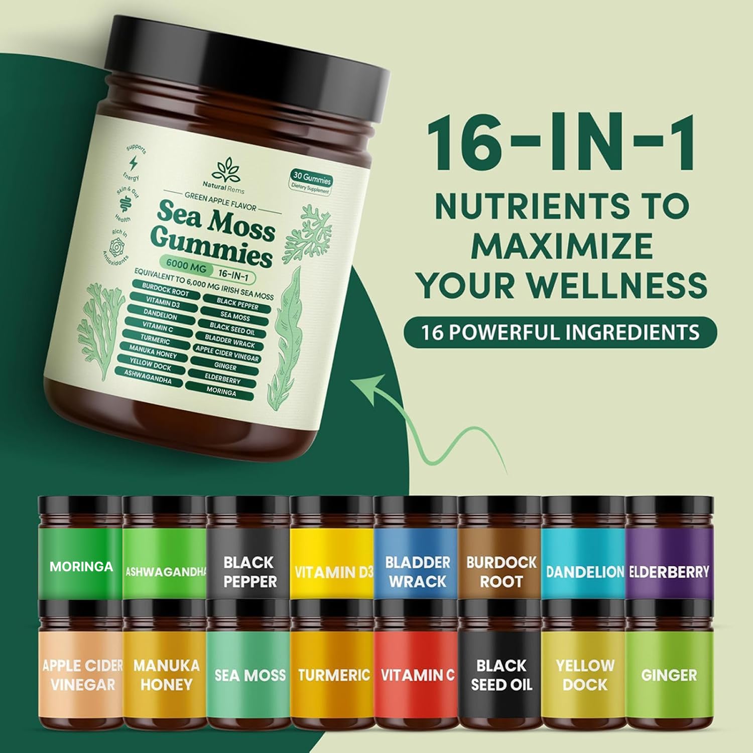 Natural Rems gominolas manzana verde destacando sabor agradable