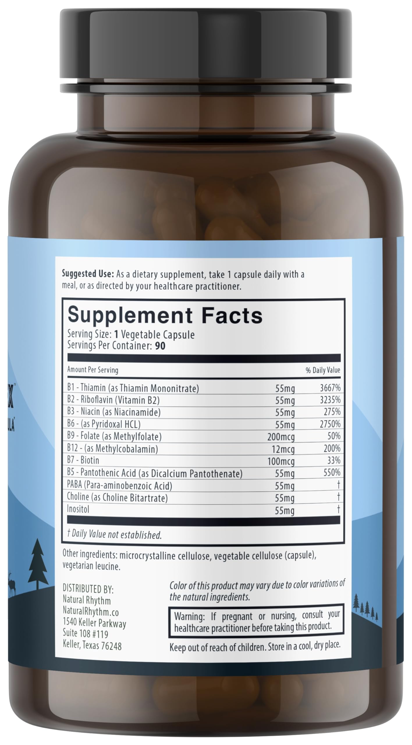 Natural Rhythm etiqueta con ingredientes y certificaciones legibles
