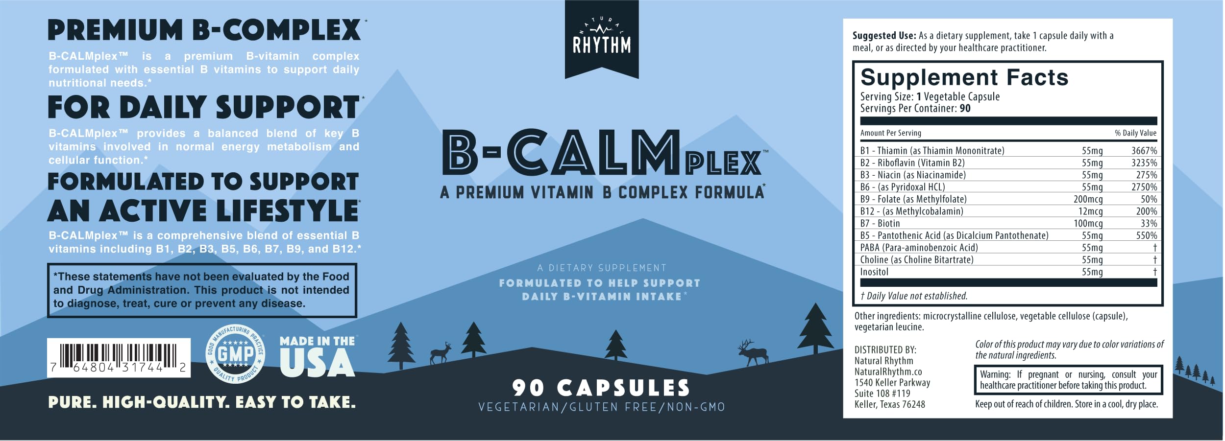Natural Rhythm cápsula junto a objetos de rutina para uso diario práctico