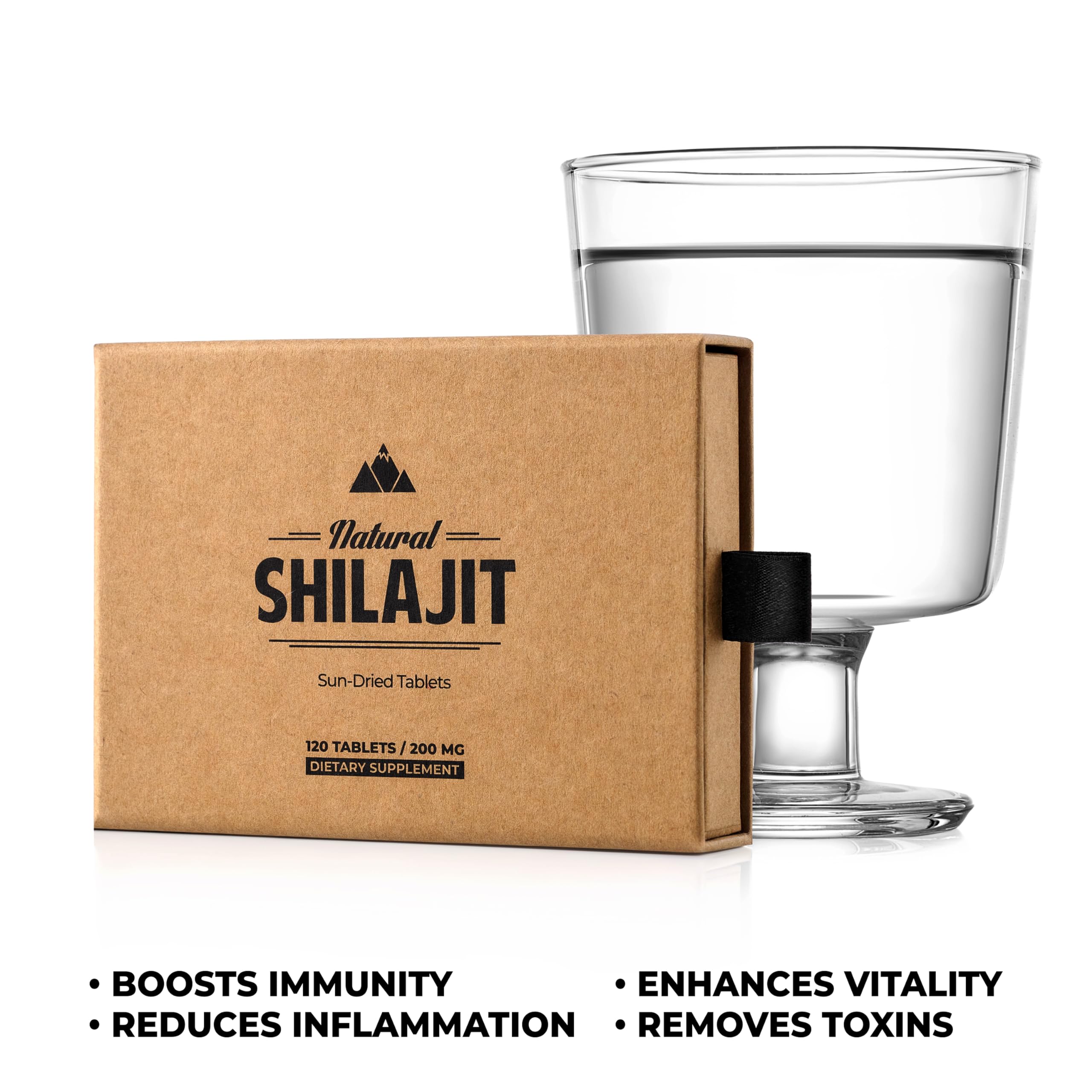 NATURAL SHILAJIT envase abierto mostrando 120 tabletas disponibles
