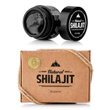 NATURAL SHILAJIT frasco frontal mostrando resina genuina y beneficio de autenticidad