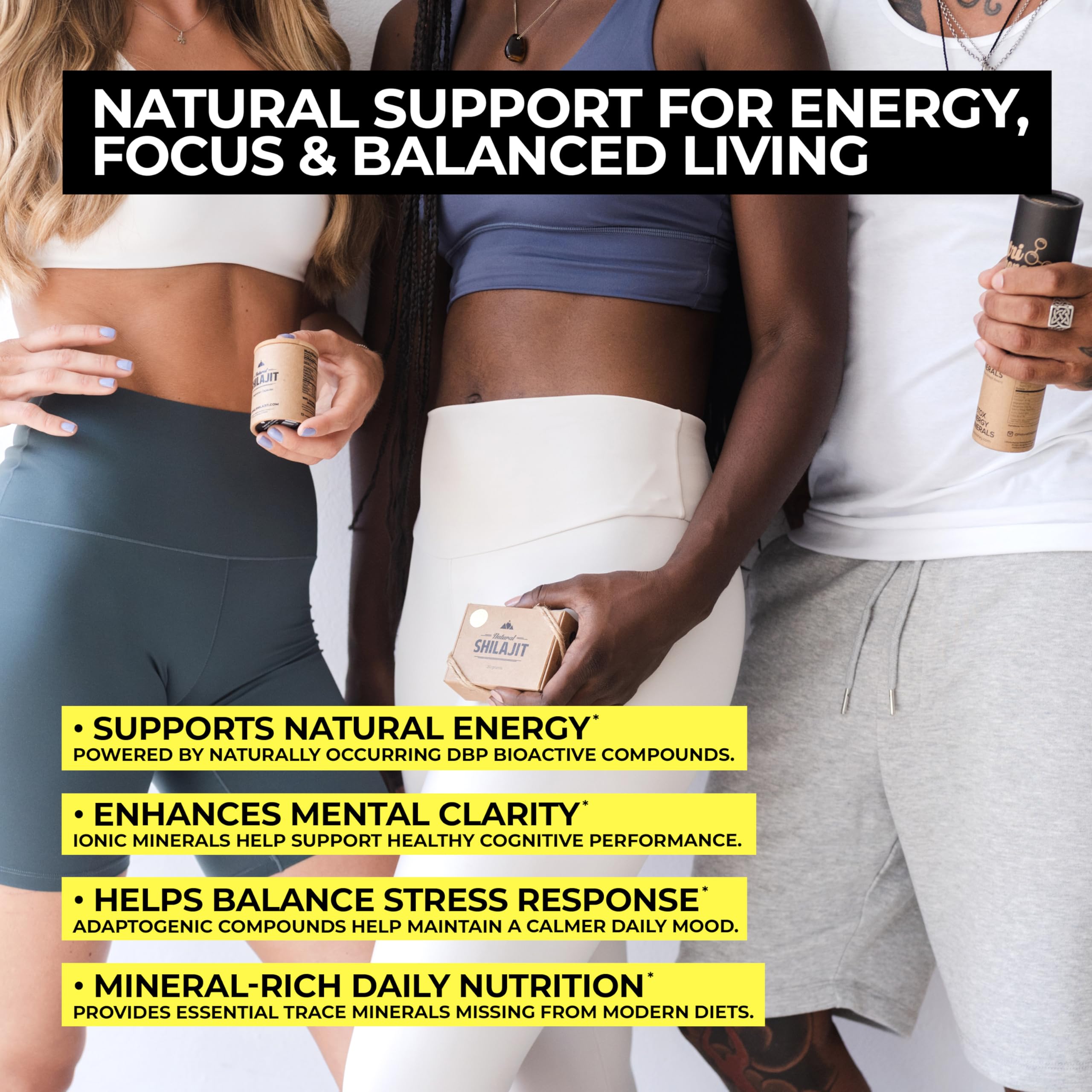 NATURAL SHILAJIT tableta en mano para comparar tamaño y uso