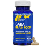 NATURAL STACKS envase frontal GABA Brain Food mostrando información clara y beneficios