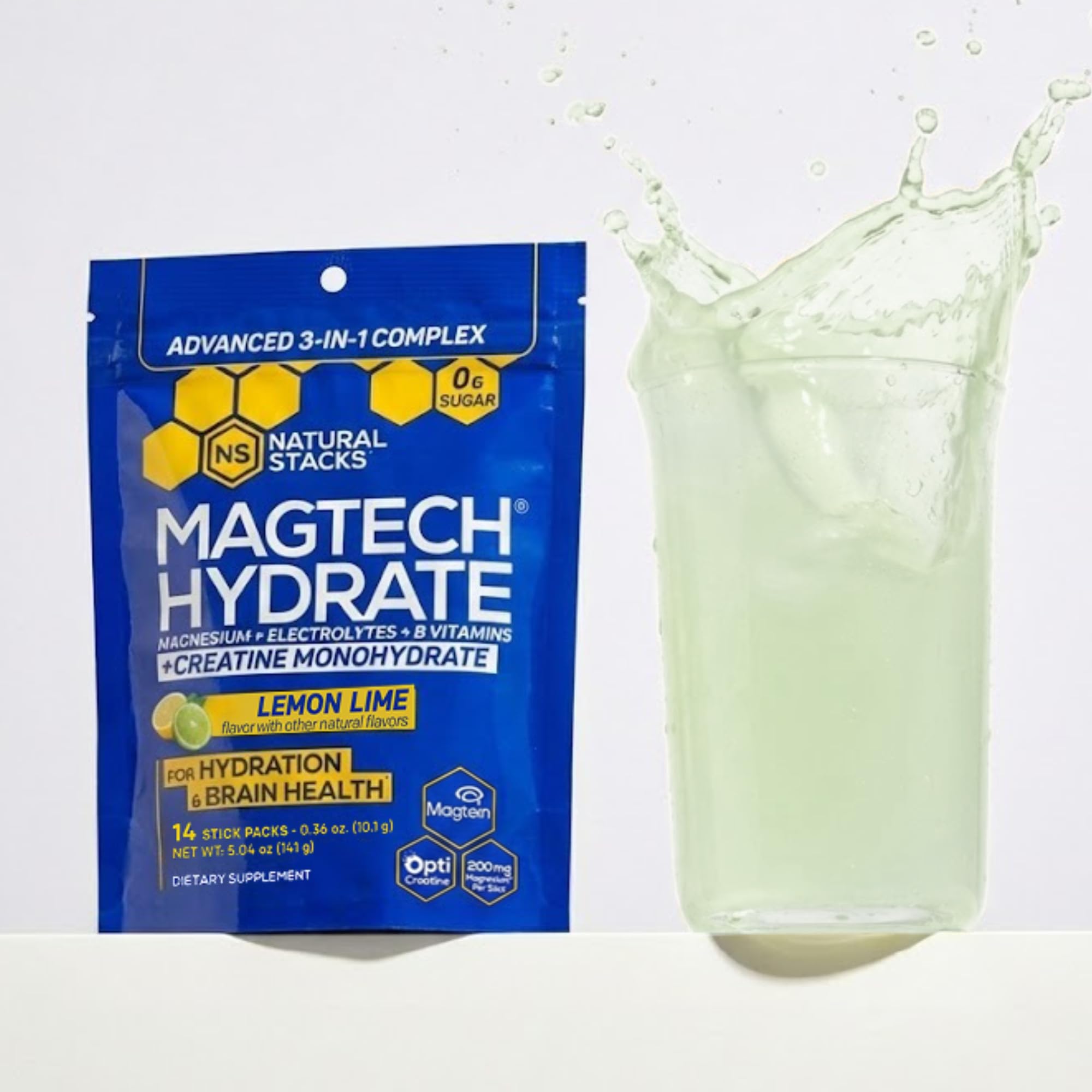 NATURAL STACKS MagTech vaso mezclado limón-lima listo para beber y rehidratar