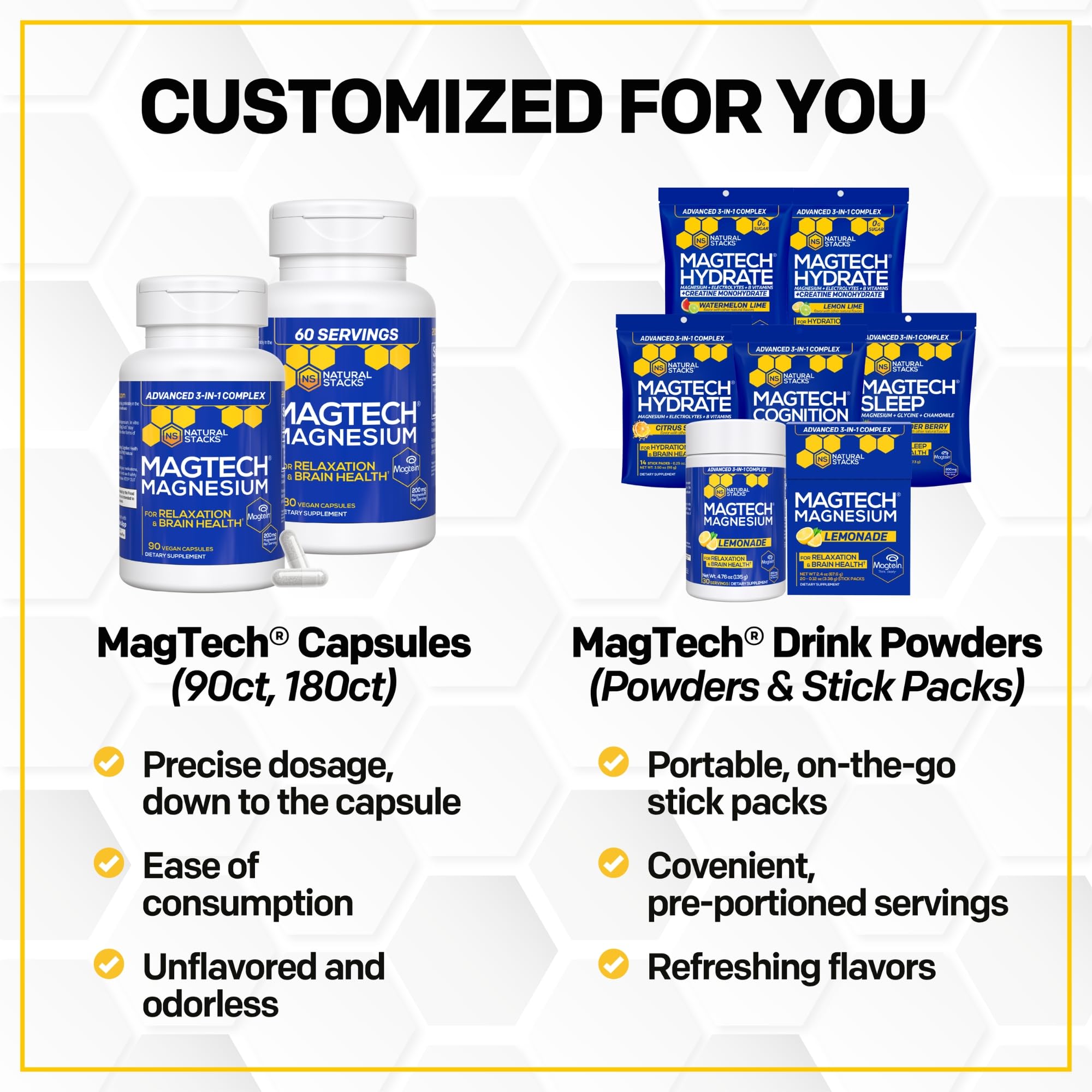 NATURAL STACKS MagTech etiqueta nutricional legible con ingredientes y dosis