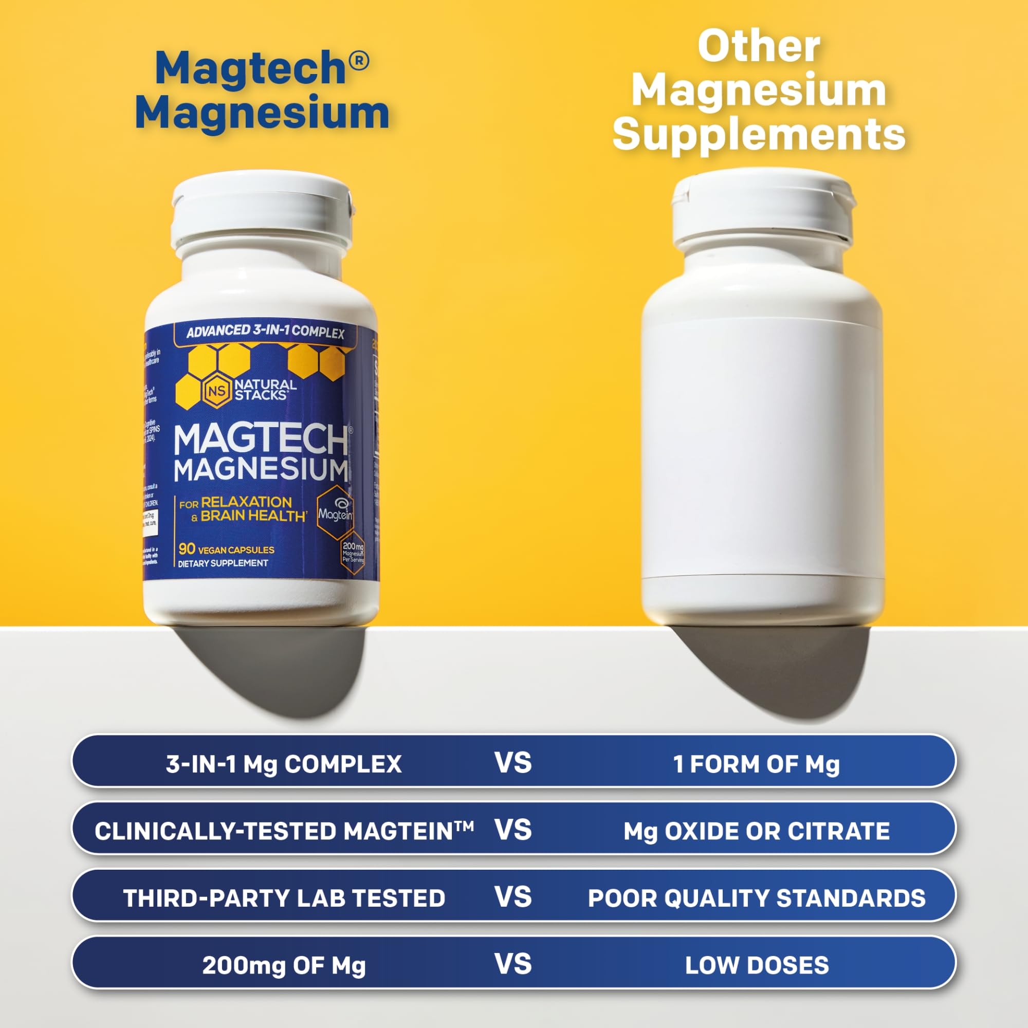 NATURAL STACKS etiqueta abierta MagTech con información de ingredientes