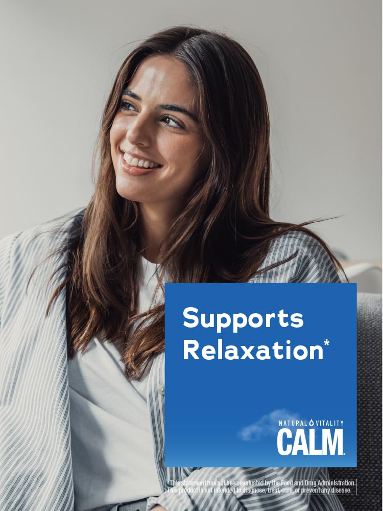 Natural Vitality CALM bebida efervescente en vaso mostrando apariencia refrescante