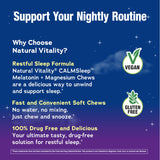 Etiqueta de ingredientes de CALMSleep Natural Vitality con información clara de magnesio y melatonina