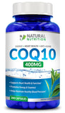 Natural Vitamin CoQ10 400mg vista frontal del frasco, aporta confianza y claridad