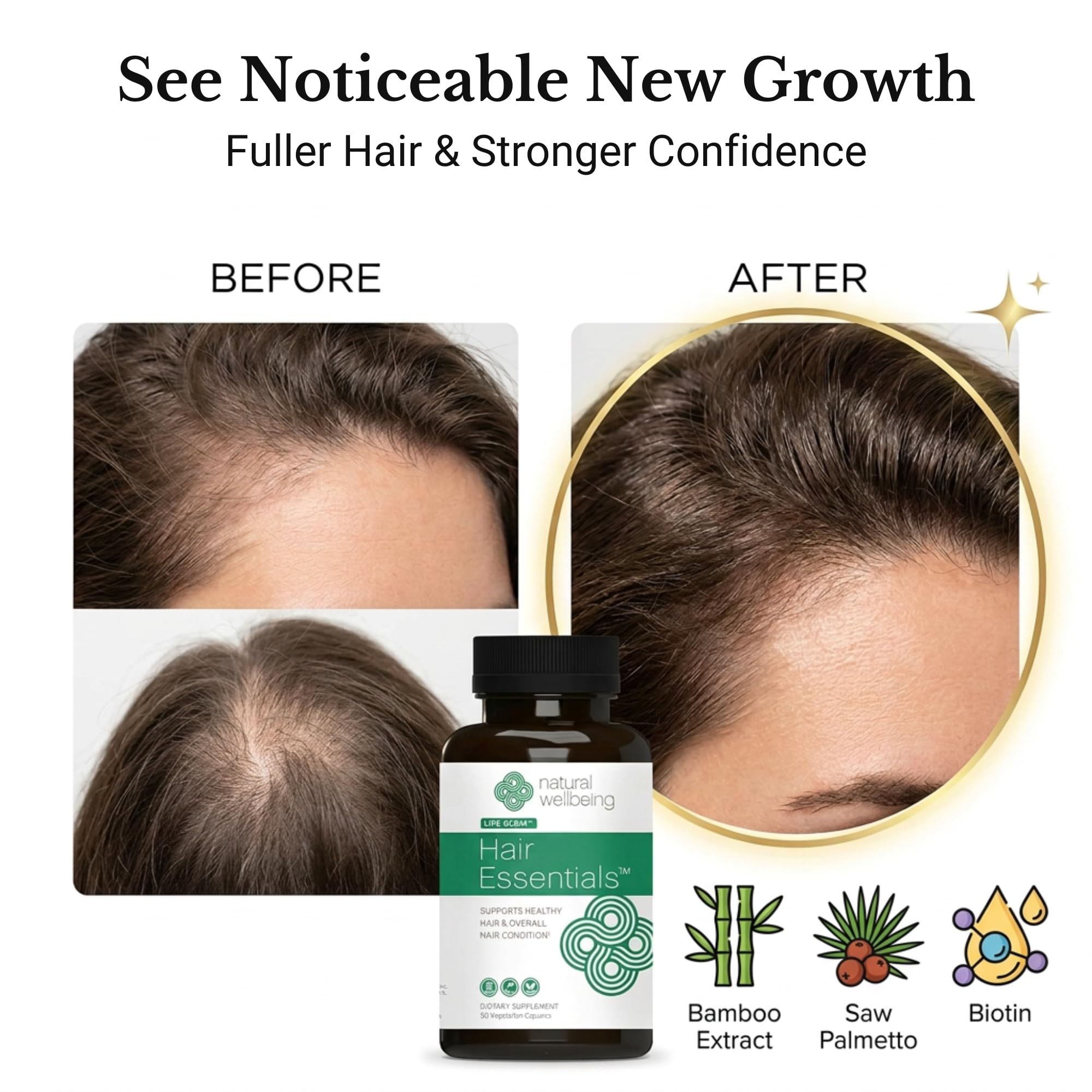 Natural Wellbeing etiqueta con lista de ingredientes clave y claridad informativa