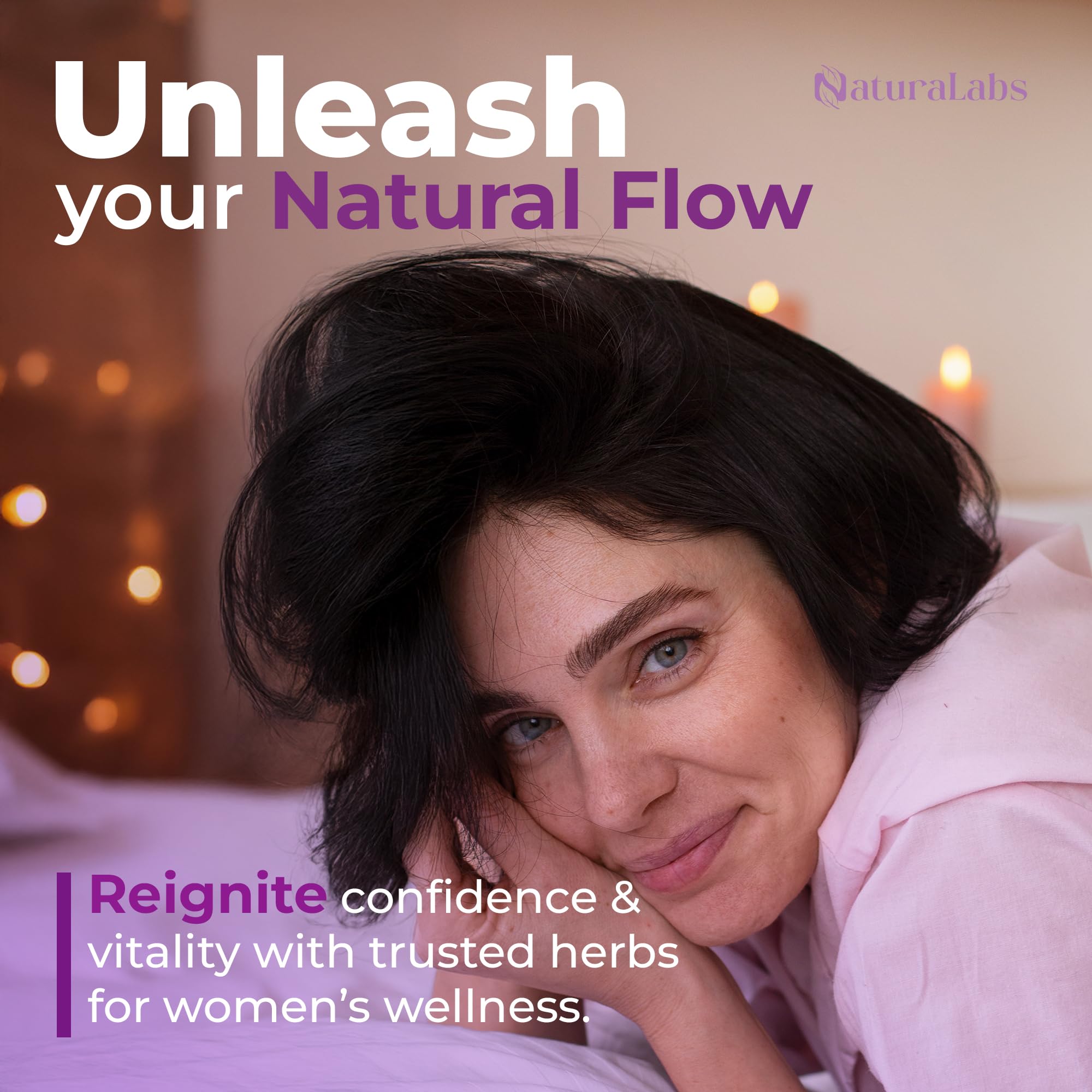 NATURALABS Flow+ textura de polvo de maca enfatizando origen orgánico