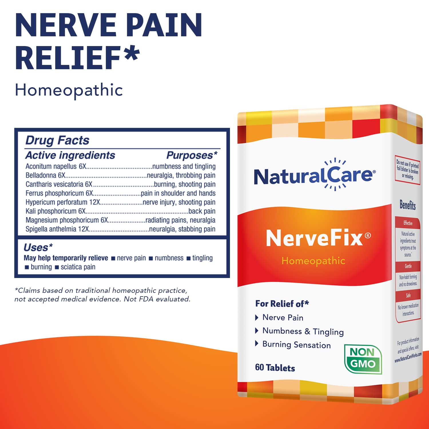 NaturalCare NerveFix envase abierto con tabletas visibles, facilidad de dosificación